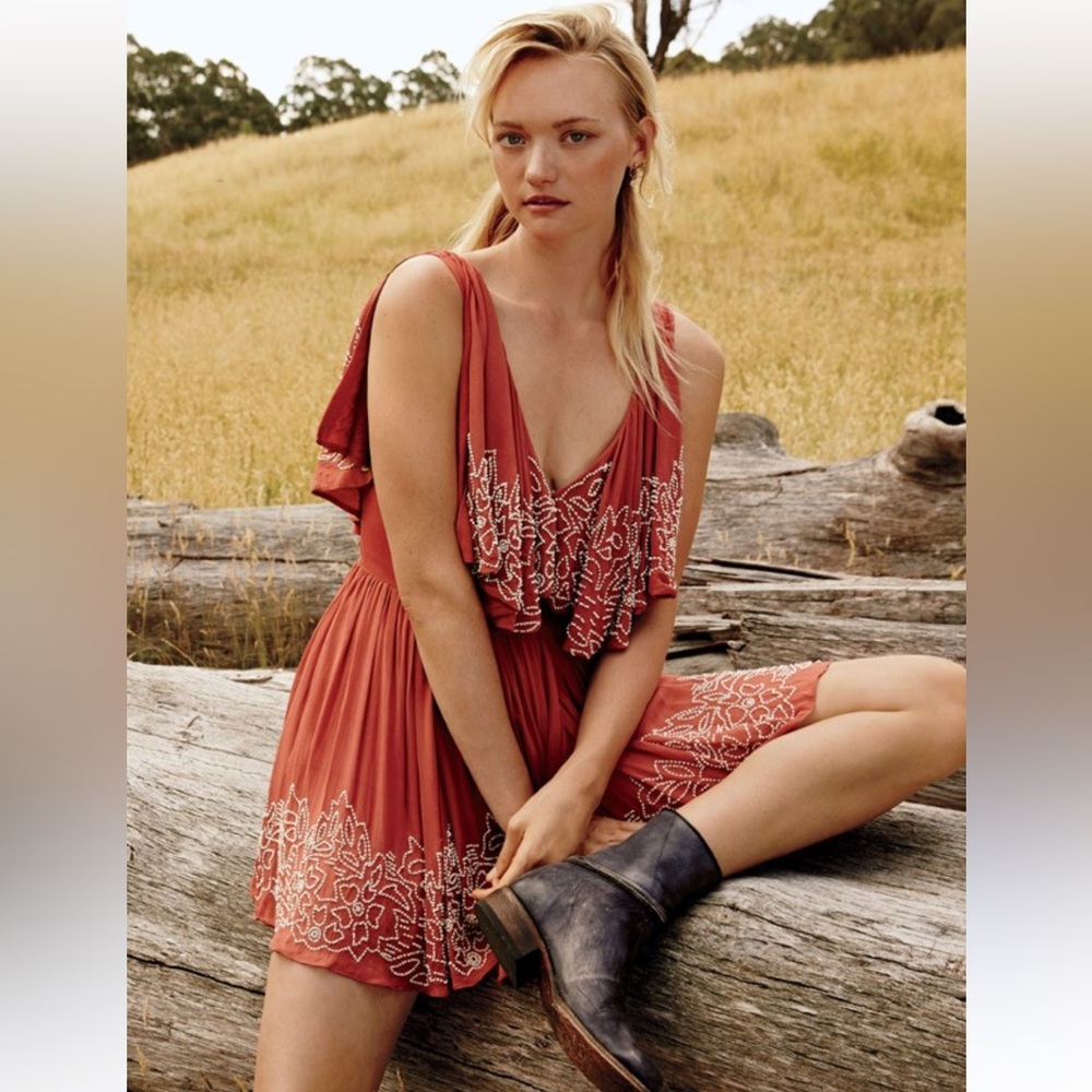 Free People Silvia Beaded Wrap Dress size XS